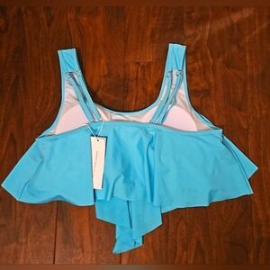 Bikini Ruffled Tankini Padded Top Adjustable Shoulder Straps Handkerchief Hem